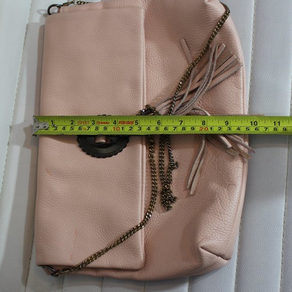 Borse In Pelle Genuine Leather Italy Crossbody bag Peach Made in Italy 13"x10" - Picture 5 of 11